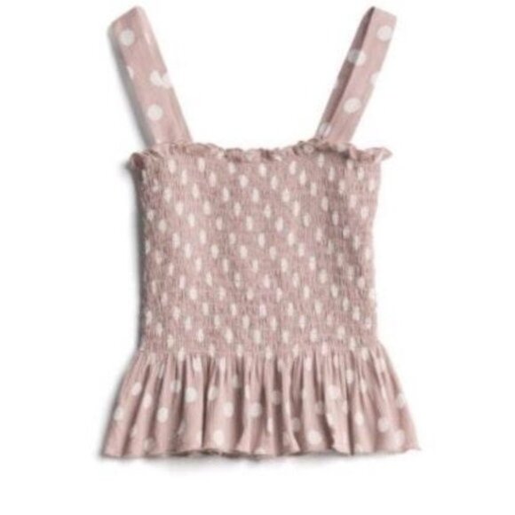 NWT Sohpie Rue Stitch Fix Chabot Smoked Skirted Peplum Polka Dot Top Sz. L - Picture 2 of 2